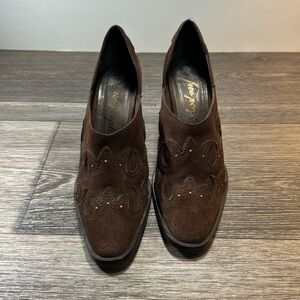 Free people brown leather heels woman’s size 38 (d42)